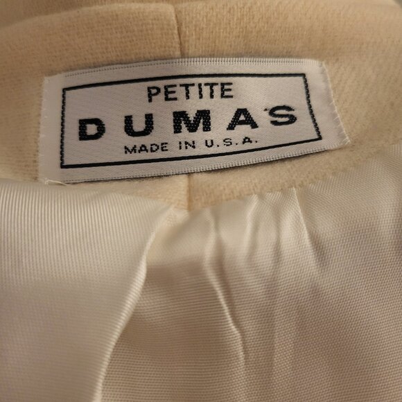 VTG Dumas Womens Ivory 100% Wool One Button Blazer Jacket Petite size 4 Preppy - Picture 3 of 12